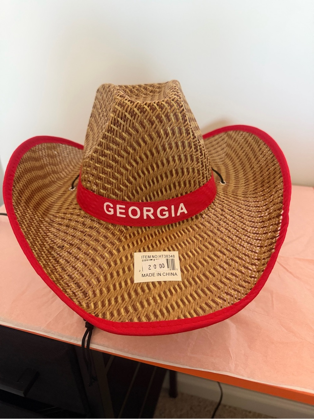 Georgia Straw Cowboy Hat with Red Trim